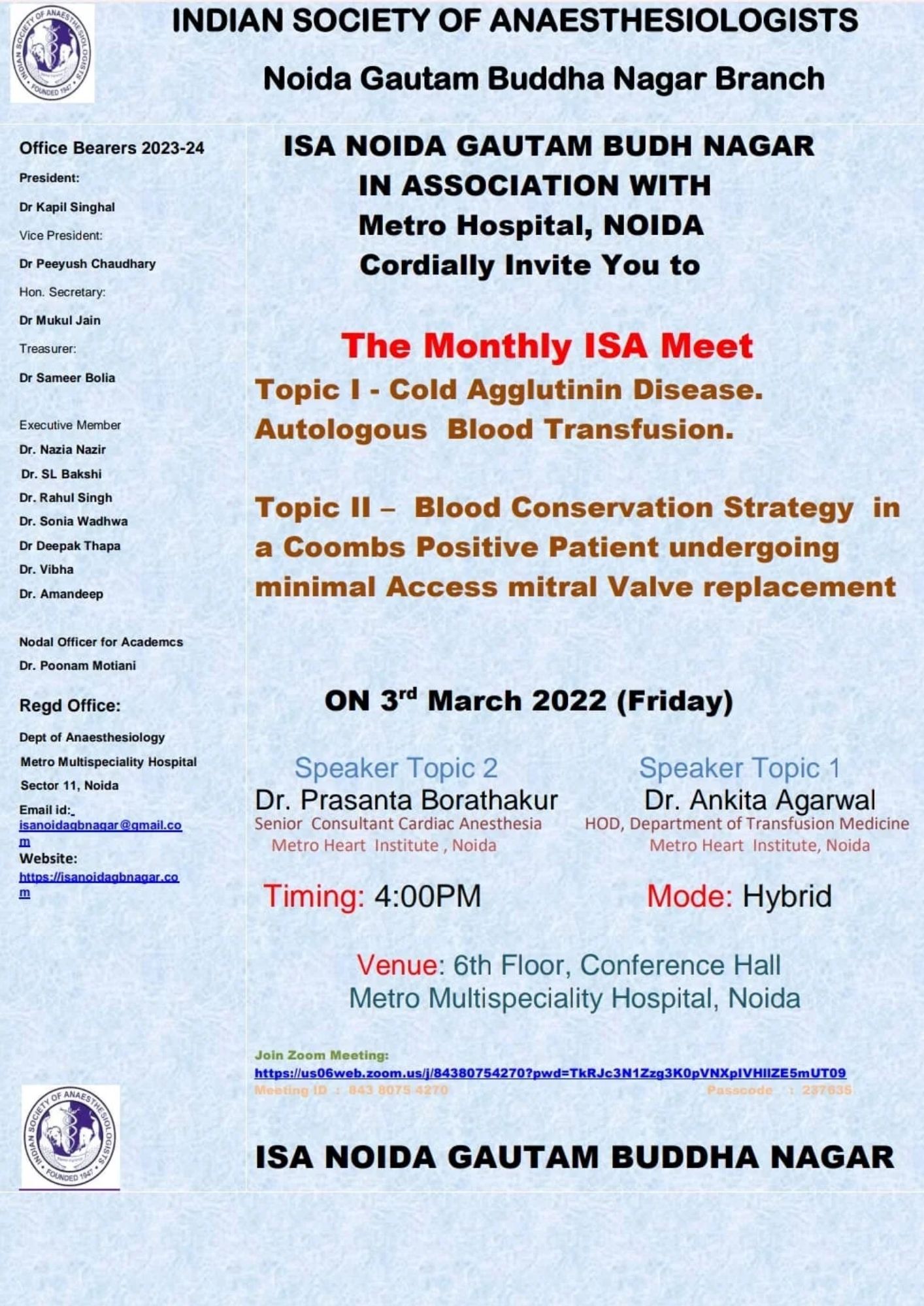 ISA UP State - Academic Activity - Monthly Clinical Meeting