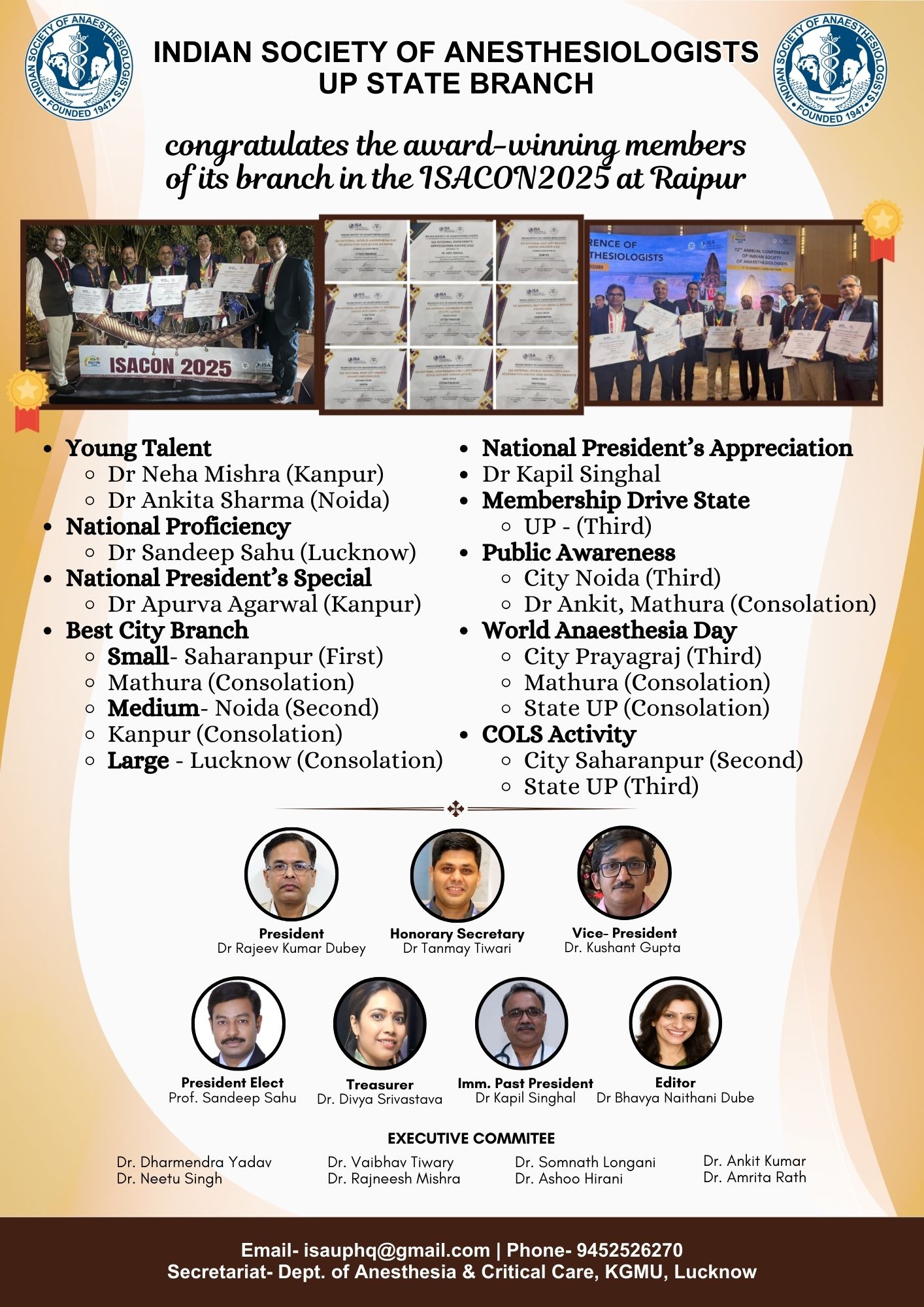 ISA UP State - Achievement ISA UP State branch bags 18 National awards at ISACON25 at Raipur