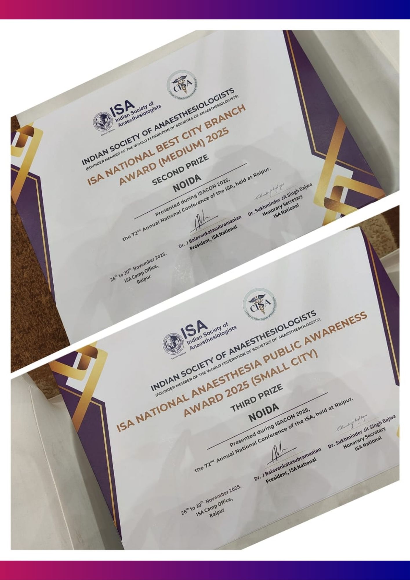 ISA UP State - Achievement ISA National Anesthesia Public awareness Award (Small City)